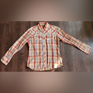 VINTAGE 70’s WESTERN BUTTON DOWN Long sleeve shirt sz S thin flannel TEM-TEX